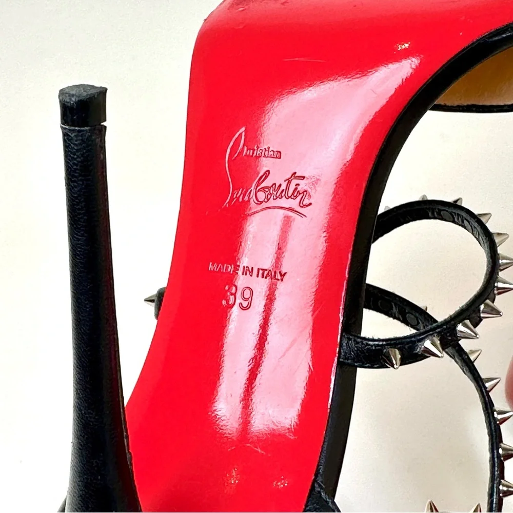 ✨ Christian Louboutin “So Me” Studded Strappy Sandals | Size 39 Black | Red Sole - Picture 8 of 12